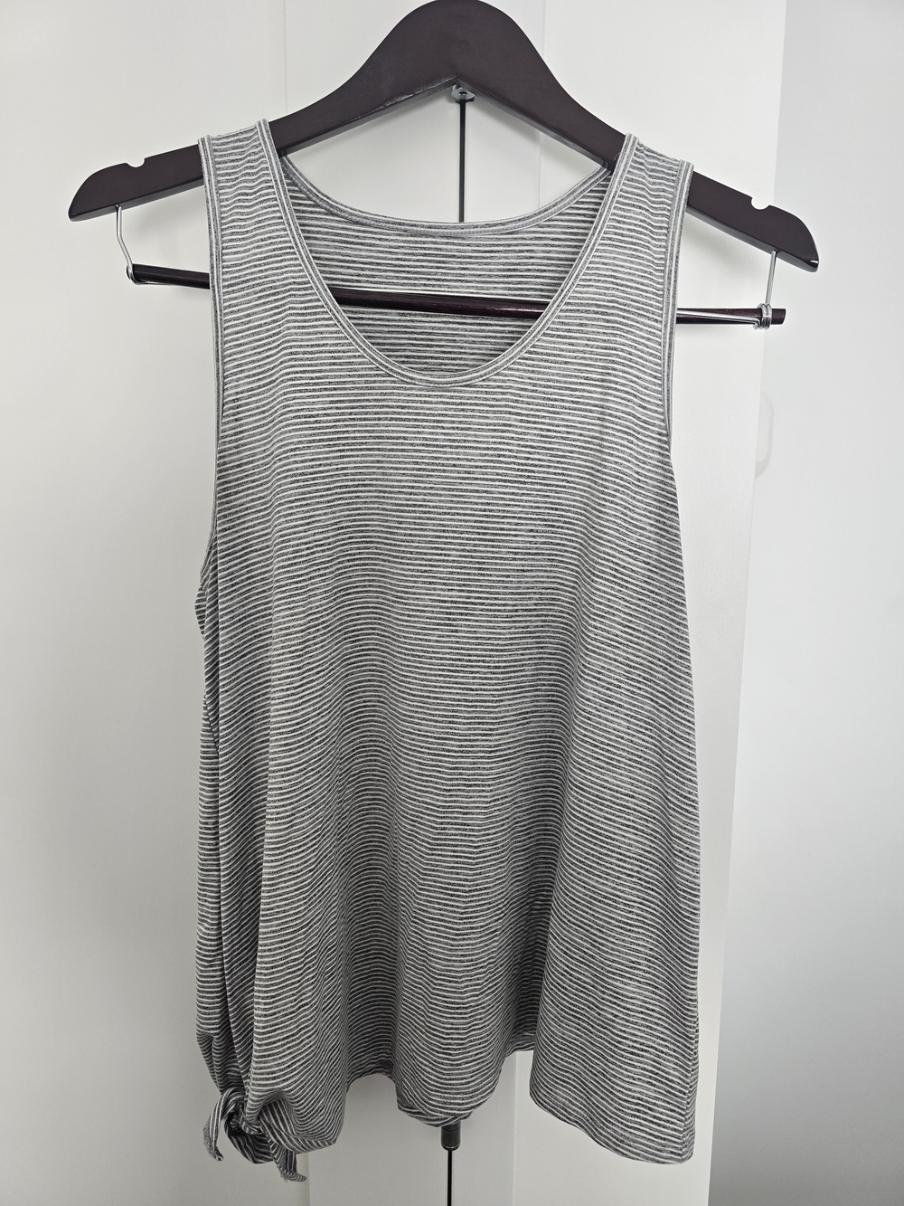 Striped Gray Tank Top with Side Tie - Women